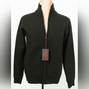Sugar Black Zip Up Sweater for Men
